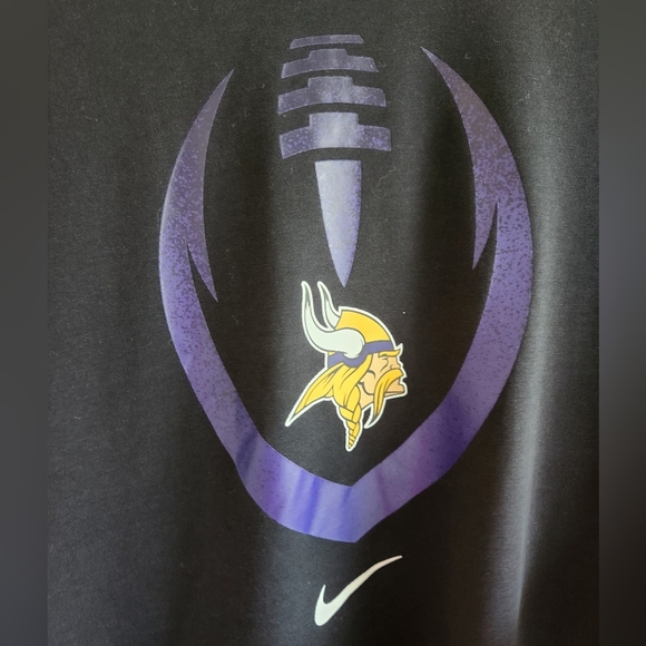 Minnesota Vikings Nike Dri-Fit Shirt Size XL Black Purple NFL Football Tee - Picture 2 of 5